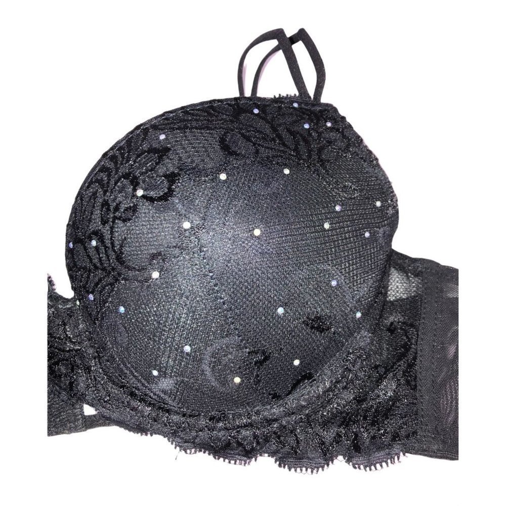 Hers by Herman Size 38C XL Bras & Panties Padded Rhinestones Lace  2 piece Set - Picture 6 of 7